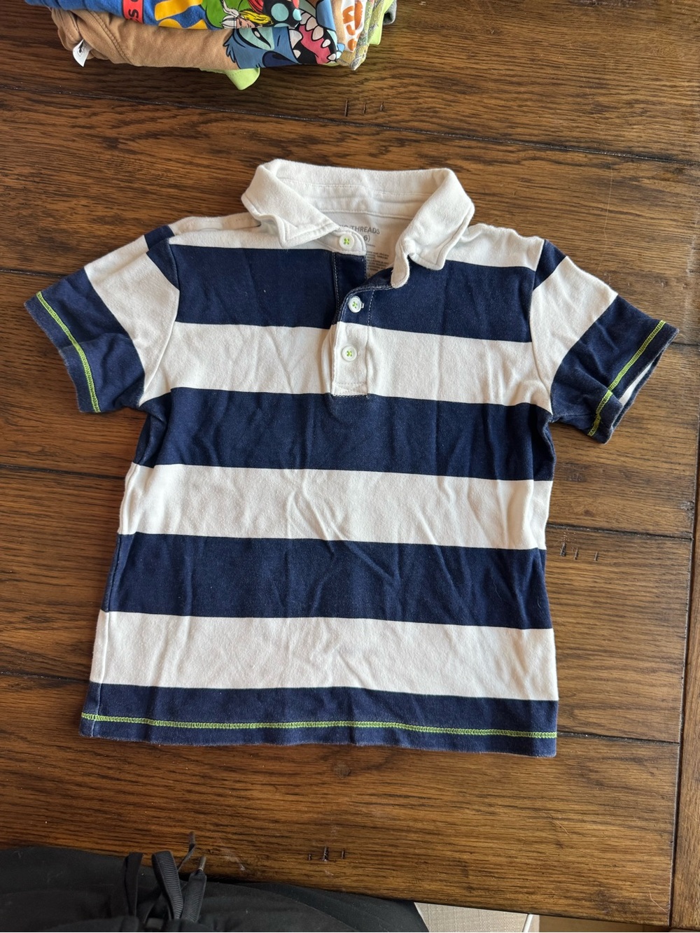 Epic Threads Navy & White Striped Polo with Green Trim
